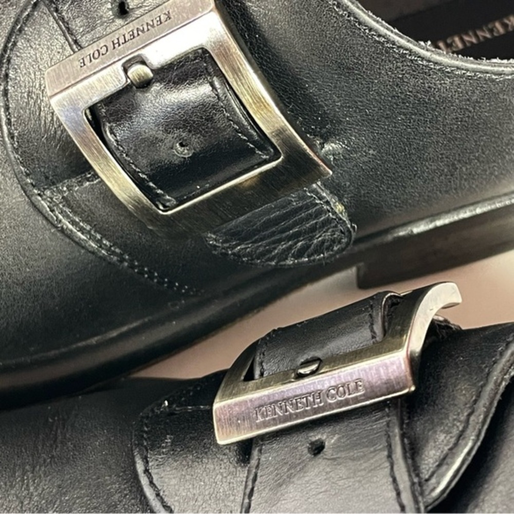 Kenneth Cole NY Monk Strap Dress Shoes Mens 10.5 Black Leather - Picture 7 of 9